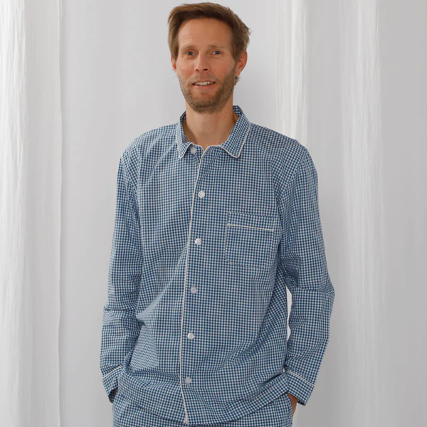 Herren Pyjama blau kariert, Nachtwäsche Indian Affairs