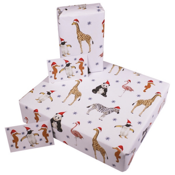 Party Tiere weiß, Weihnachts-/ Geburtstag-/ Geschenkverpackung, diverse Modelle - Rewrapped