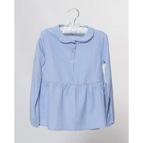 Mädchenbluse mit Rüschenkragen Blau