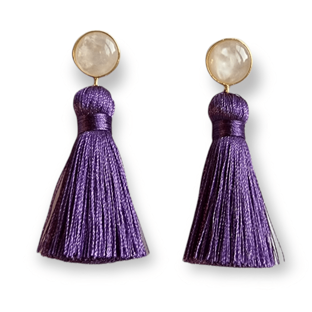tolle Quasten Ohrringe in Lila, von Schmuckatelier Kart