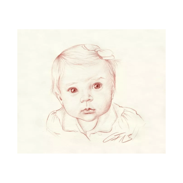 Portraitzeichung in Roetel gezeichnet von Claudia Frisch