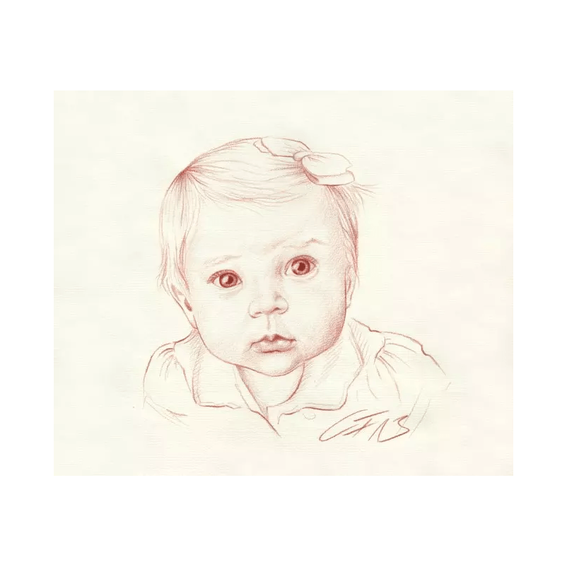 Portraitzeichung in Roetel gezeichnet von Claudia Frisch