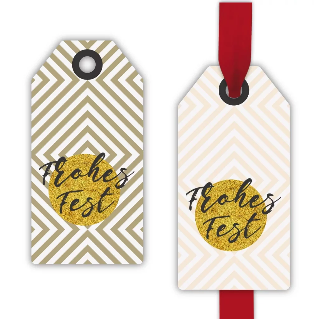 elegante Weihnachts Geschenkanhänger, zu Weihnachten in zarter Farbe: Frohes Fest