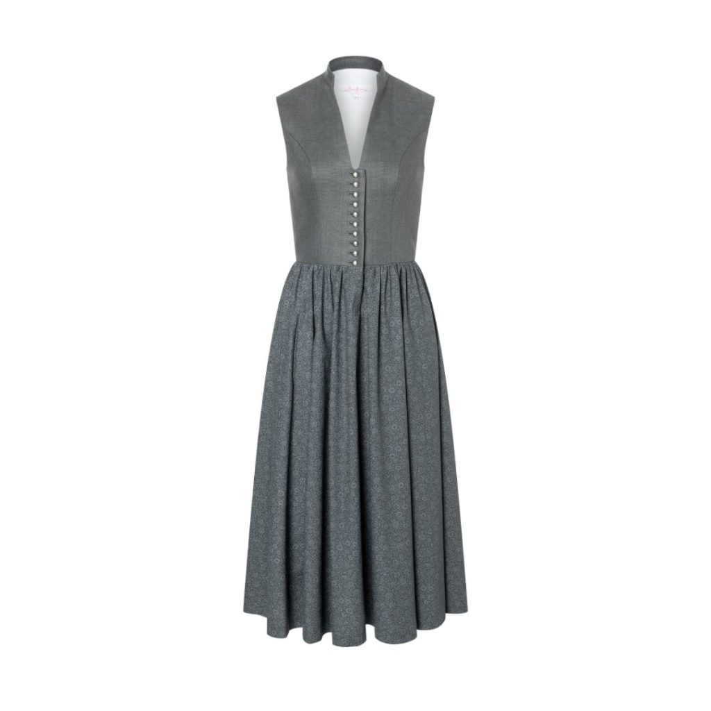 Dirndl Sophie hochgeschlossen und Stehkragen Dunkelgrau 3