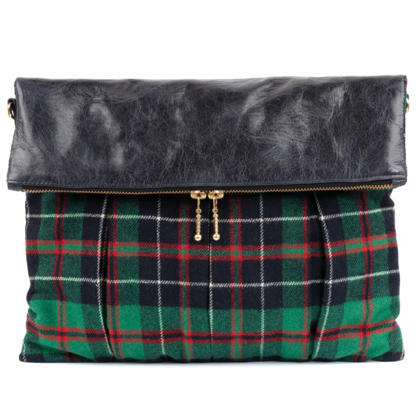 Foldover aus Leder und Tweed