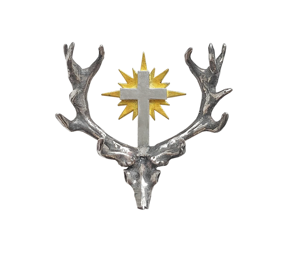 Jagdabzeichen Hutanstecker Hubertushirsch als Jagdschmuck