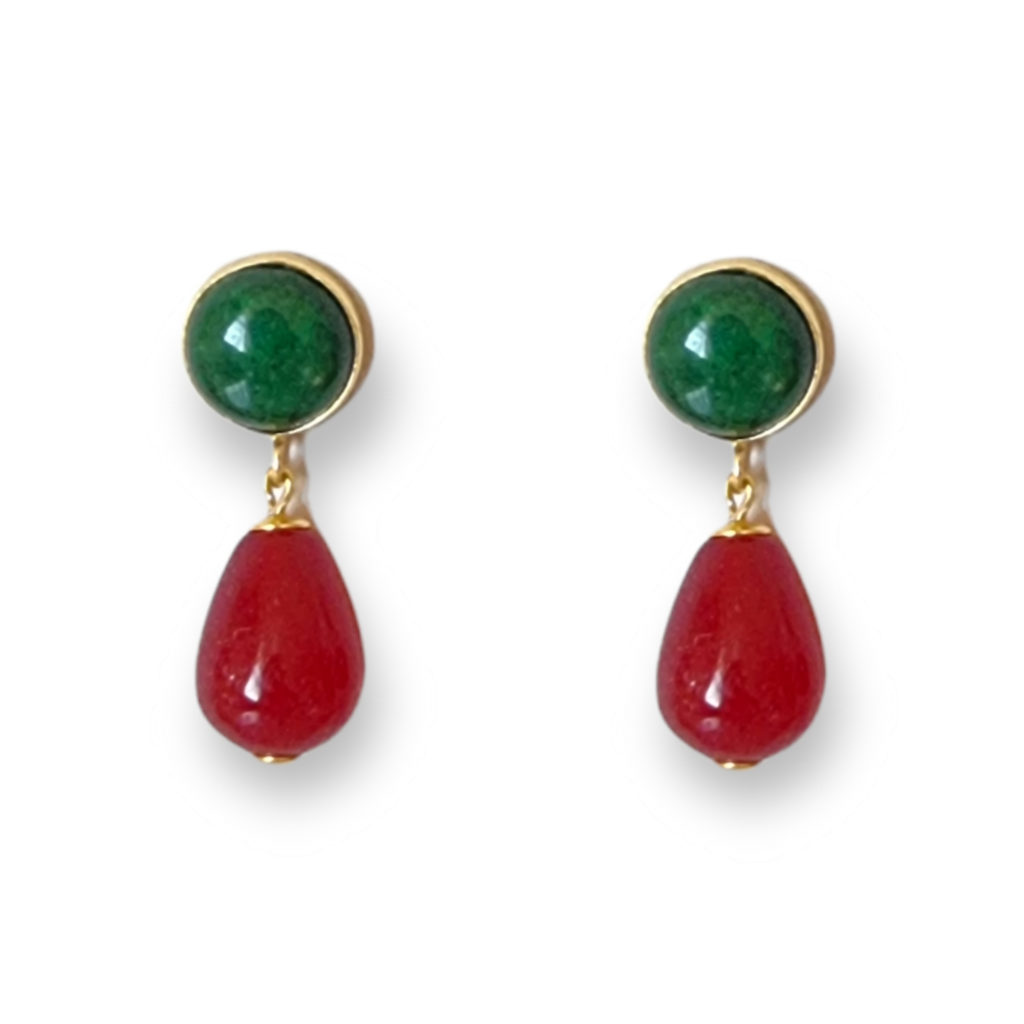 tolle Ohrringe mit rubinroter Jade, Philippa von Schmuckatelier Kart