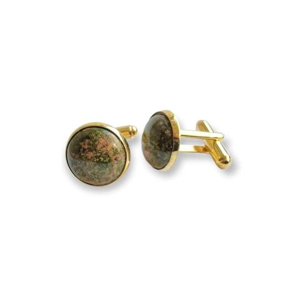 Tolle Manschettenknöpfe mit Unakit-Cabochons, von Schmuckatelier Kart