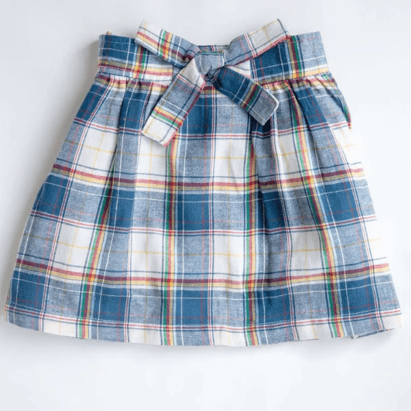 Maedchenrock blau kariert flanell