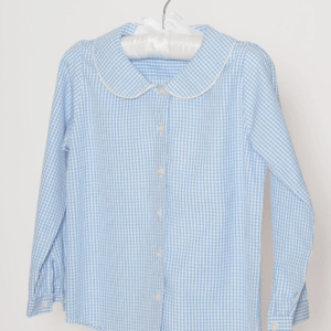 tolle Mädchenbluse in blau mit vichymuster und bubikragen